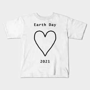 Black Line Heart for Earth Day 2021 Kids T-Shirt